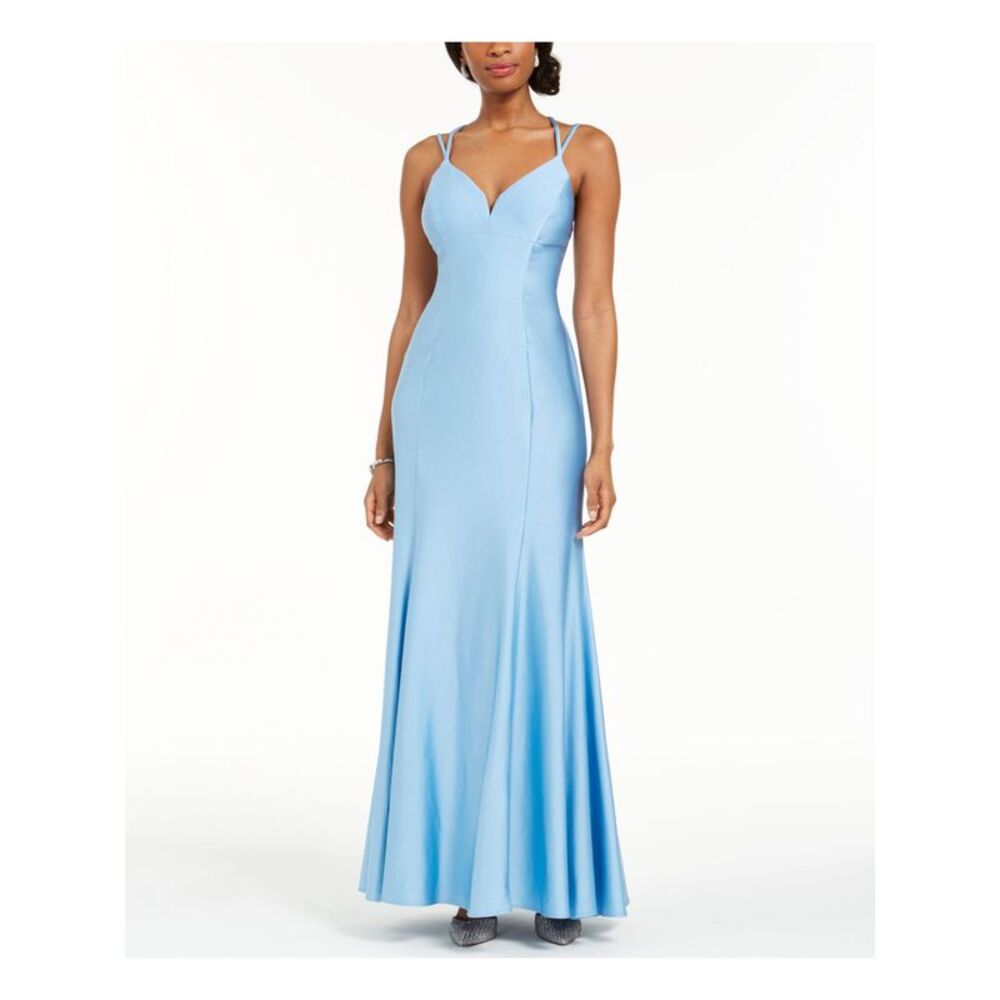 NWT NIGHTWAY Womens Light Blue Spaghetti Strap Full-Length Empire Waist Dress 8